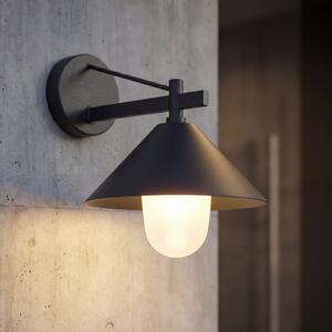 Lucande Εξωτερικός φωτιστικός τοίχου Kiyogi, μαύρος, 31 cm, E27, IP65, ρυθμιζόμενος, Μαύρο, Μέταλλο, σύγχρονο