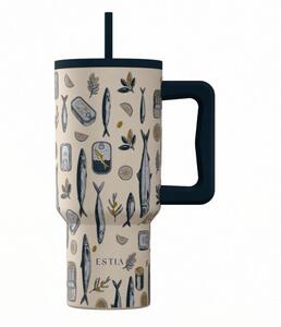 Κούπα Θερμός Με Λαβή & Καλαμάκι 900ml Estia Save The Aegean Tumbler Salt Life 01-41557