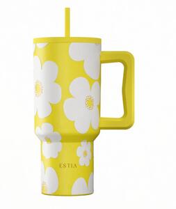 Κούπα Θερμός Με Λαβή & Καλαμάκι 900ml Estia Save The Aegean Tumbler Yellow Daisy 01-41625