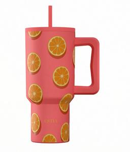 Κούπα Θερμός Με Λαβή & Καλαμάκι 900ml Estia Save The Aegean Tumbler Orange Pop 01-41595