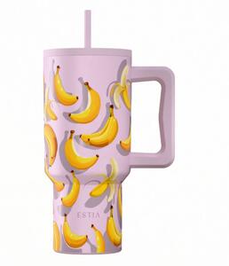 Κούπα Θερμός Με Λαβή & Καλαμάκι 900ml Estia Save The Aegean Tumbler Banana Mood 01-41601