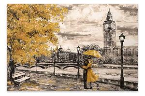 ΠΙΝΑΚΑΣ ΣΕ ΚΑΜΒΑ "BIG BEN AND YELLOW LEAVES" MEGAPAP ΨΗΦΙΑΚΗΣ ΕΚΤΥΠΩΣΗΣ 75X50X3ΕΚ