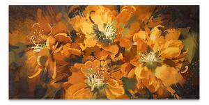 Πίνακας σε καμβά "Orange Flowers" Megapap ψηφιακής εκτύπωσης 120x60x3εκ