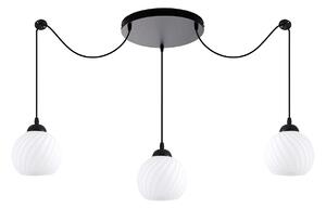 KQ 8865-3A SWIRL BLACK PENDANT WITH WHITE GLASSES Ε3