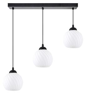 KQ 8865-3 SWIRL BLACK PENDANT WITH WHITE GLASSES Ε3