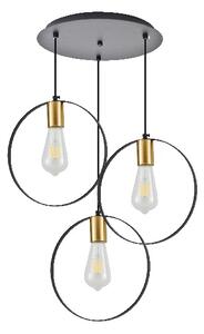 KQ 9016-3P HOOP PENDANT BLACK & BRUSHED BRASS+