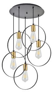 KQ 9016-5P HOOP PENDANT BLACK & BRUSHED BRASS+