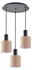 SE21-BL-4-3BL-SH3 ADEPT TUBE Black Pendant Brown Fabric Shade+