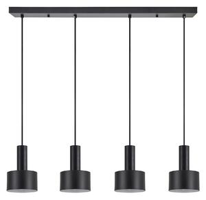 SE21-BL-4-4BL-MS1 ADEPT TUBE Black Pendant Black Metal Shade+