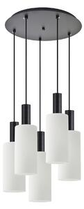 SE21-BL-4-5BL-GL3 ADEPT TUBE Black Pendant White Glass+