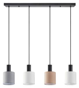 SE21-BL-4-4BL-SH123 ADEPT FLEX Black Pendant White, Grey, Brown Fabric Shade+