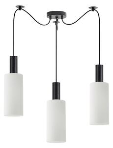 SE21-BL-4-BL3-GL3 ADEPT TUBE Black Pendant White Glass+