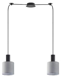 SE21-BL-4-BL2-SH2 ADEPT TUBE Black Pendant Grey Fabric Shade+