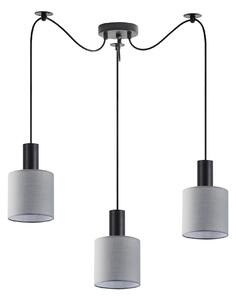 SE21-BL-4-BL3-SH2 ADEPT TUBE Black Pendant Grey Fabric Shade+