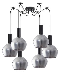 SE21-BL-4-BL6-GL2 ADEPT TUBE Black Pendant Smoked Glass+