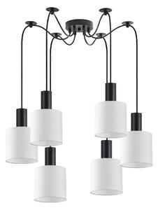 SE21-BL-4-BL6-SH1 ADEPT TUBE Black Pendant White Fabric Shade+