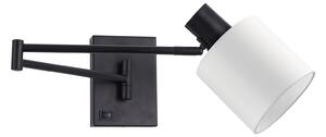 SE21-BL-52-SH1 ADEPT WALL LAMP Black Wall Lamp with Switcher and White Shade+