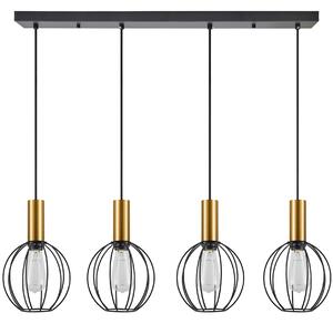 SE21-GM-4-4BL-GR1 ADEPT TUBE Gold Matt Pendant Black Metal Grid+