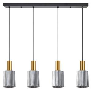 SE21-GM-4-4BL-GL1 ADEPT TUBE Gold Matt Pendant Smoked Glass+