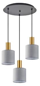 SE21-GM-4-3BL-SH2 ADEPT TUBE Gold Matt Pendant Grey Fabric Shade+