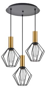 SE21-GM-4-3BL-GR1 ADEPT TUBE Gold Matt Pendant Black Metal Grid+