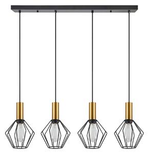 SE21-GM-4-4BL-GR1 ADEPT TUBE Gold Matt Pendant Black Metal Grid+