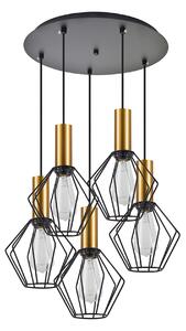 SE21-GM-4-5BL-GR1 ADEPT TUBE Gold Matt Pendant Black Metal Grid+