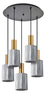 SE21-GM-4-5BL-GL1 ADEPT TUBE Gold Matt Pendant Smoked Glass+