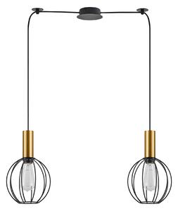 SE21-GM-4-BL2-GR1 ADEPT TUBE Gold Matt Pendant Black Metal Grid+