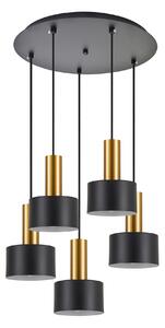 SE21-GM-4-5BL-MS1 ADEPT TUBE Gold Matt Pendant Black Metal Shade+