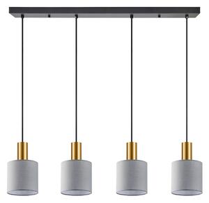 SE21-GM-4-4BL-SH2 ADEPT TUBE Gold Matt Pendant Grey Fabric Shade+