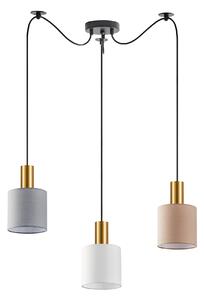 SE21-GM-4-BL3-SH12 ADEPT FLEX Gold Matt Pendant White, Grey, Brown Fabric Shade+