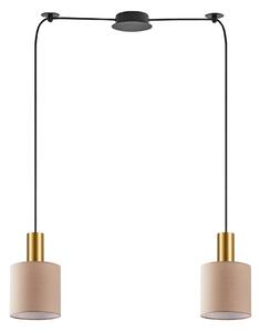 SE21-GM-4-BL2-SH3 ADEPT TUBE Gold Matt Pendant Brown Fabric Shade+