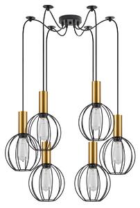 SE21-GM-4-BL6-GR1 ADEPT TUBE Gold Matt Pendant Black Metal Grid+