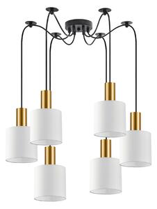 SE21-GM-4-BL6-SH1 ADEPT TUBE Gold Matt Pendant White Fabric Shade+