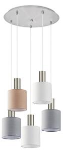 SE21-NM-4-5BL-SH123 ADEPT FLEX Nickel Matt Pendant White, Grey, Brown Fabric Shade+