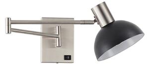 SE21-NM-52-MS3 ADEPT WALL LAMP Nickel Matt Wall lamp with Switcher and Black Metal Shade+