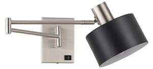 SE21-NM-52-MS1 ADEPT WALL LAMP Nickel Matt Wall lamp with Switcher and Black Metal Shade+