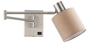 SE21-NM-52-SH3 ADEPT WALL LAMP Nickel Matt Wall lamp with Switcher and Brown Shade+