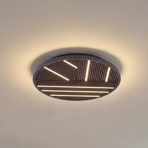Lucande LED φωτιστικό οροφής Orven, ξύλο, Ø 50 cm, ρυθμιζόμενο, ρυθμιζόμενος, Μαύρο, Σαλόνι / τραπεζαρία, Μέταλλο, σύγχρονο
