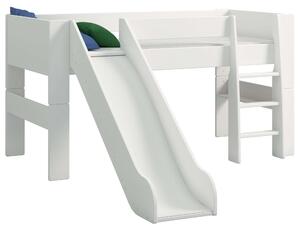 Υπερυψωμένο κρεβάτι με τσουλήθρα Mid-Sleeper 4KIDS σε MDF Λάκα (Έχτρα Λευκό)