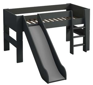 Υπερυψωμένο κρεβάτι με τσουλήθρα Mid-Sleeper 4KIDS σε MDF Λάκα (Γκρι)