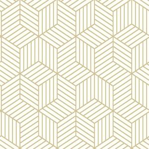 Αυτοκόλλητη Ταπετσαρία Stripped Hexagon White/Gold Peel KAL.RMK10704