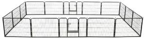 Πάρκο Σκύλου με 16 Πάνελ Μαύρο 60 x 80 εκ. Ατσάλινο - Μαύρο
