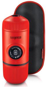 Φορητή μηχανή εσπρέσο Wacaco Nanopresso Lava Red, 18bar, 80 ml, Για αλεσμένο καφέ, Δεν χρειάζεται φόρτιση ή μπαταρίες, Θήκη μεταφοράς, Κόκκινο