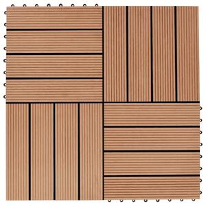 Πλακάκια Deck 11 τεμ. Χρώμα Teak 30 x 30 εκ. 1 μ² από WPC - Καφέ