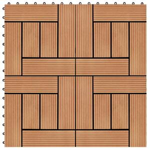 Πλακάκια Deck 11 τεμ. Χρώμα Teak 30 x 30 εκ. 1 μ² από WPC - Καφέ