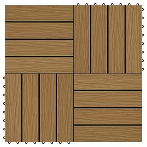 Πλακάκια Deck 11 τεμ. Ανάγλυφα Χρώμα Teak 30x30 εκ. 1 μ² WPC - Καφέ