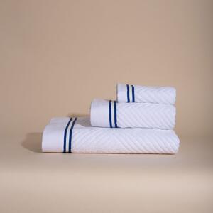 Πετσέτα Προσώπου (50x100) White Fabric Navy Line White 550gsm