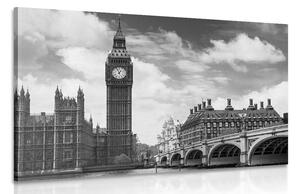Πίνακας σε καμβά big Ben στο Λονδίνο σε ασπρόμαυρη εκδοχή